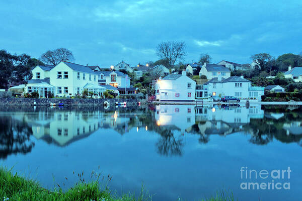 Mylor Bridge Poster featuring the photograph The Lights Come On in Mylor Bridge by Terri Waters
