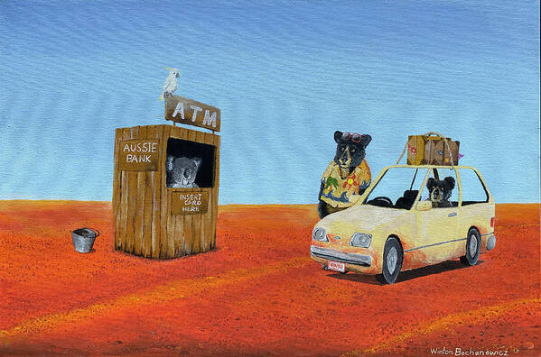 Outback Atm Poster featuring the painting The Outback ATM by Winton Bochanowicz