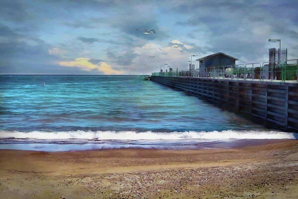 Seascape Poster featuring the photograph The Pier by Cedric Hampton