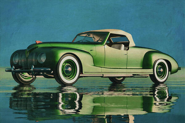 Zis Poster featuring the digital art The ZIS 101A Sport From 1939 - A Soviet Classic Car by Jan Keteleer