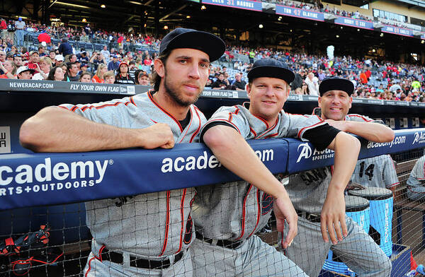 Atlanta Poster featuring the photograph Tim Hudson and Matt Cain by Scott Cunningham