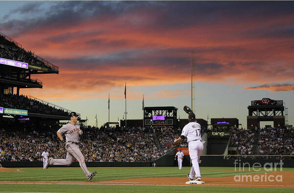 Todd Helton Poster featuring the photograph Todd Helton and Buster Posey by Doug Pensinger