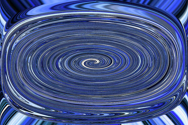 Tom Stanley Janca Blue Oval Spiral Abstract Poster featuring the digital art Tom Stanley Janca Blue Oval Spiral Abstract by Tom Janca