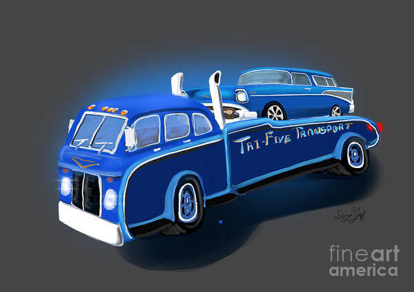 55 Poster featuring the digital art Tri-Five Transport by Doug Gist