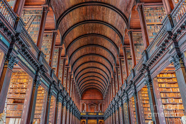 Library Poster featuring the photograph Trinity college library in Dublin by Delphimages Dublin Photography