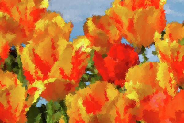Tulips Poster featuring the mixed media Tulips by Alex Mir