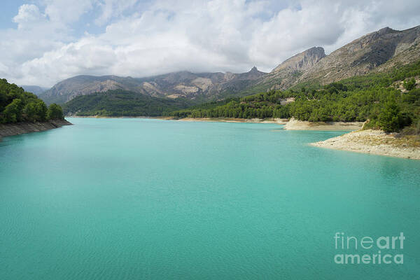 Guadalest Poster featuring the photograph Turquoise blue water and mountain landscape by Adriana Mueller