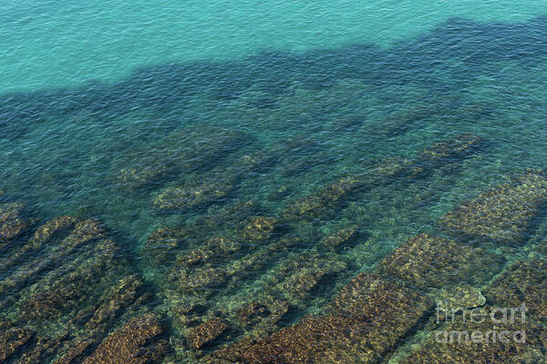 Sea Water Poster featuring the photograph Turquoise sea water in a rocky cove 2, Mediterranean Sea by Adriana Mueller