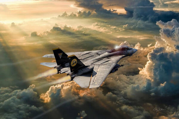 Aviation Poster featuring the digital art Twilight Tomcatter by Peter Chilelli