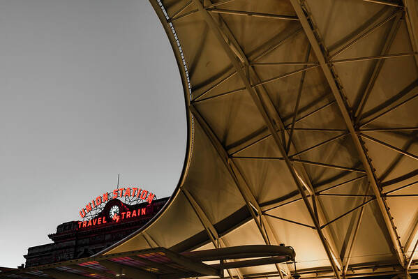 Selective Color Poster featuring the photograph Union Station Of Downtown Denver by Gregory Ballos