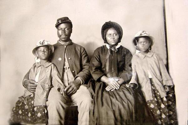 Black Americana Poster featuring the photograph African American Union Soldier Family, 1864 by Kim Kent