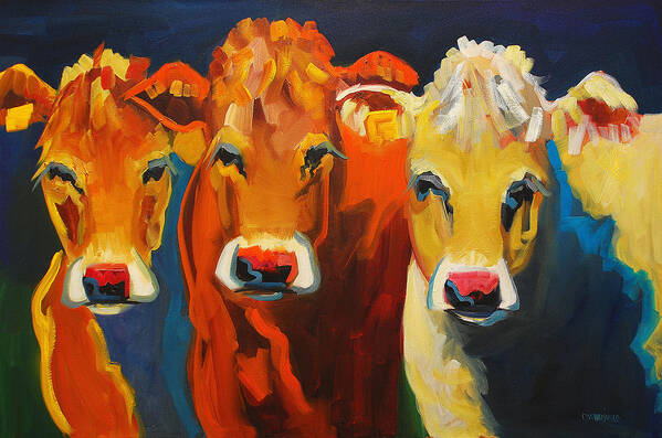 Cow Poster featuring the painting Us Three Cows by Diane Whitehead