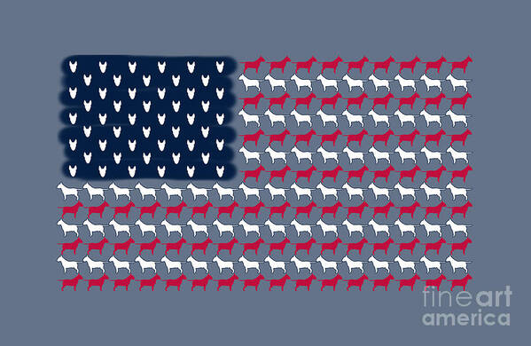 Usa Poster featuring the digital art USA Bull Terrier Flag by Jindra Noewi