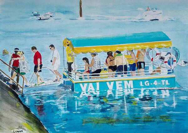 Landscape Poster featuring the painting Vai e Vem Lagos by Sandie Croft