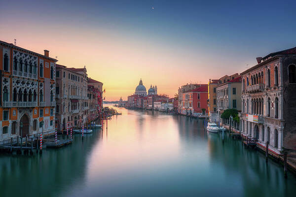 Venice Poster featuring the photograph Venice, Grand Canal before sunrise by Stefano Orazzini