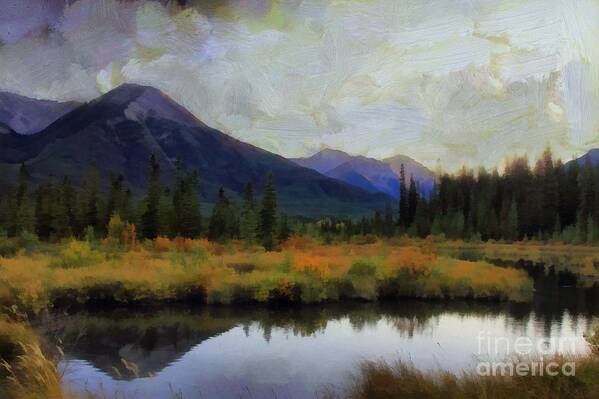 Vermilion Lakes Poster featuring the photograph Vermilion Lakes At Sunset by Eva Lechner