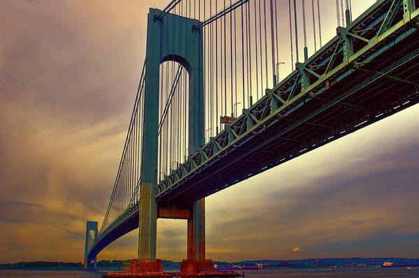 Brooklyn Poster featuring the photograph Verrazano Bridge - NYC by Louis Dallara