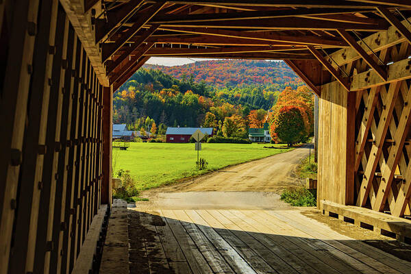 Interior Poster featuring the photograph View Through A Covered Bridge by Ann Moore