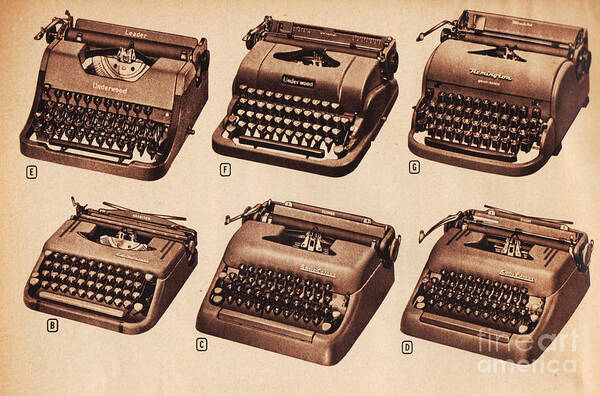 Retro Poster featuring the digital art Vintage Catalog Typewriter by Sally Edelstein