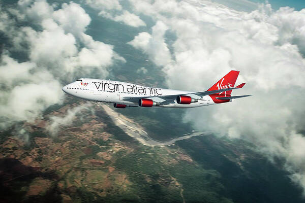 Virgin 747 Poster featuring the digital art Virgin Atlantic 747 by Airpower Art