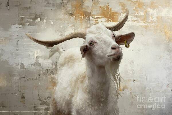 Waipu Goat Poster featuring the mixed media Waipu Goat 2 by Eva Lechner