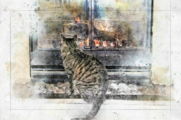 Adorable Poster featuring the photograph Warming by the Fire by Irwin Seidman