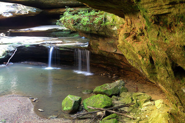 Waterfall Poster featuring the photograph Waterfall at Hocking Hills Old Man's Cave by Flinn Hackett