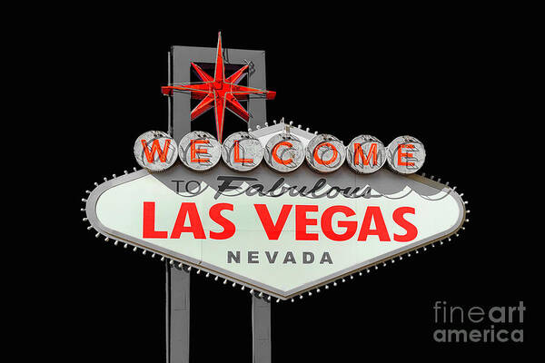Las Vegas Poster featuring the photograph Welcome to Las Vegas sign, selective color by Delphimages Photo Creations