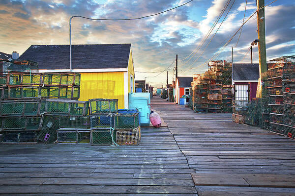 Widgery Wharf Poster featuring the photograph Widgery Wharf Portland Sunrise by Eric Gendron