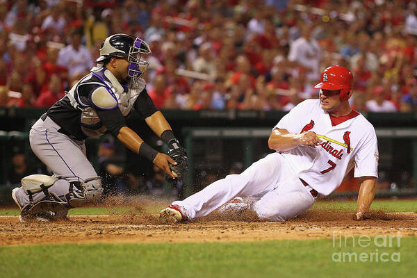 St. Louis Cardinals Poster featuring the photograph Wilin Rosario and Matt Holliday by Dilip Vishwanat