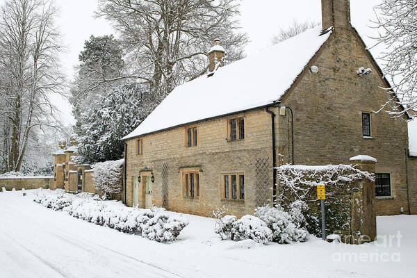 Lower Slaughter Poster featuring the photograph Winter Cotswold Cottage in Lower Slaughter by Tim Gainey