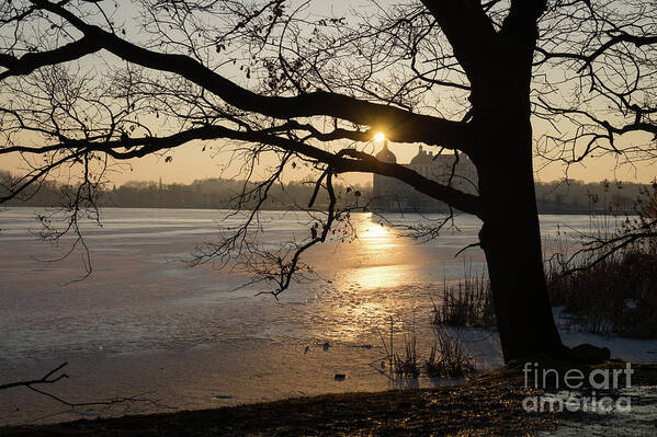 Dreamy Poster featuring the photograph Winter sunset at Moritzburg Castle 3 by Adriana Mueller