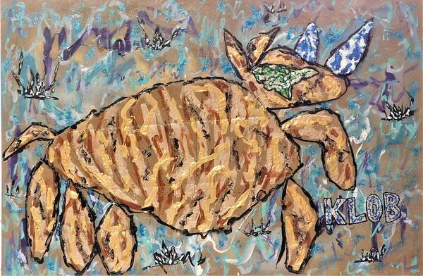 Wooly Poster featuring the mixed media Wooly Rhino Leaping Through the Grass by Kevin OBrien