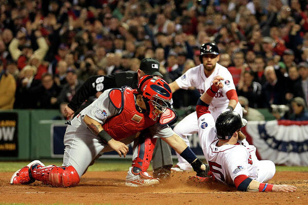 Playoffs Poster featuring the photograph Yadier Molina and Jonny Gomes by Rob Carr