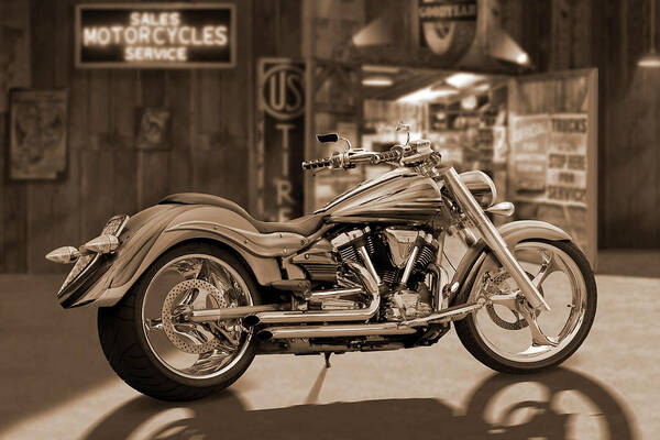 Motorcycle Poster featuring the photograph Yamaha Roadliner Outside the Shop by Mike McGlothlen