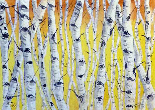 Birch Trees Poster featuring the painting Yellow Birch by Kelly Mills