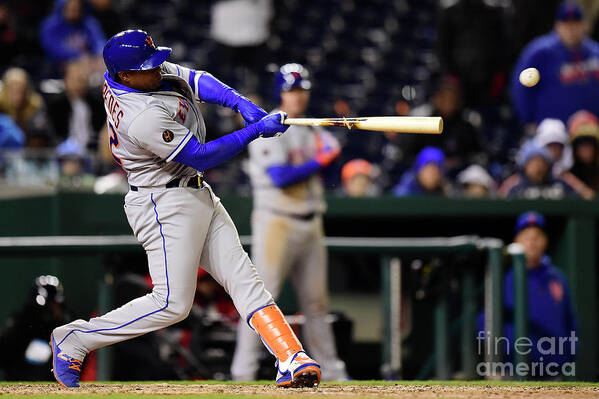 Yoenis Cespedes Poster featuring the photograph Yoenis Cespedes and Juan Lagares by Patrick Mcdermott