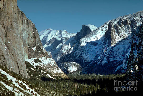 Half Dome Poster featuring the photograph Yosemite Valley in the Winter by Wernher Krutein