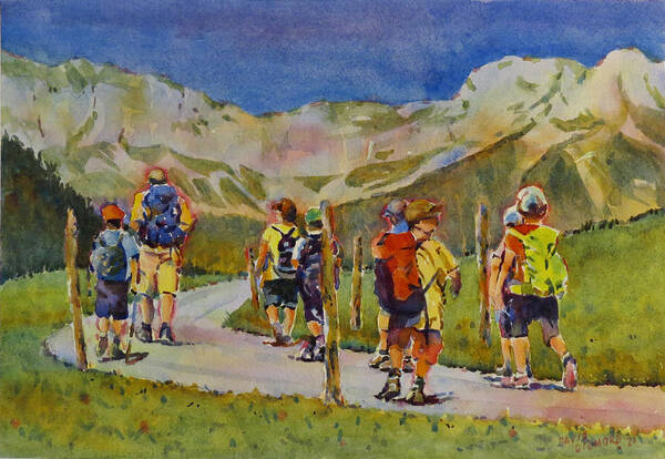 Summer Poster featuring the painting Young Hikers by David Gilmore