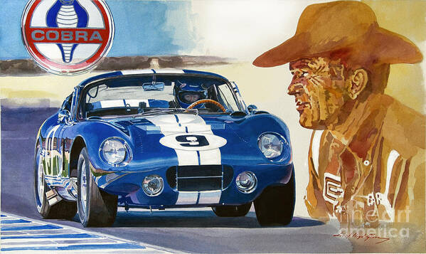 Cobra Daytona Painting Poster featuring the painting 64 Cobra Daytona Coupe by David Lloyd Glover