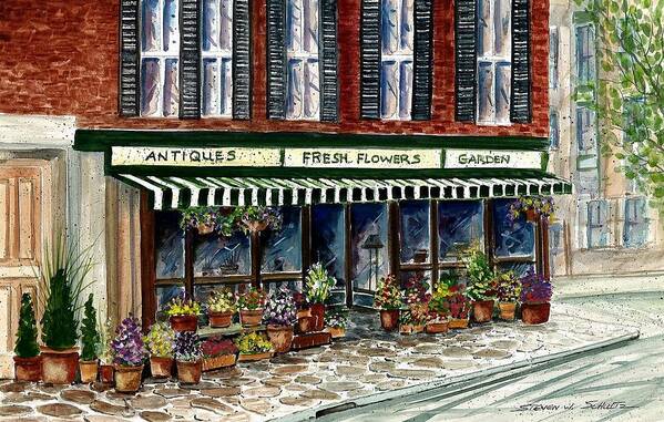 Landscape Poster featuring the painting Antique Shop #1 by Steven Schultz