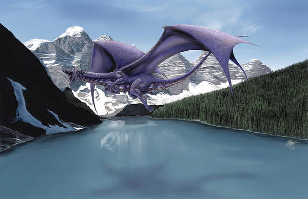 Dragon Poster featuring the painting Dragon Lake #2 by MGL Meiklejohn Graphics Licensing