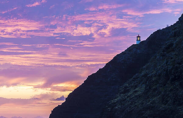 Cliffs Poster featuring the photograph Makapuu Lighthouse Sunrise 2 #1 by Leigh Anne Meeks