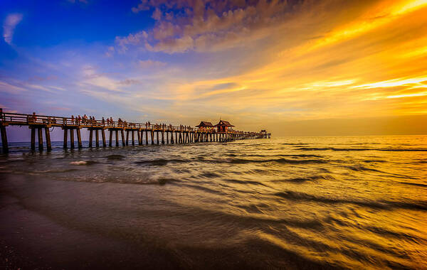 Naples Poster featuring the photograph Naples Pier by Hans- Juergen Leschmann