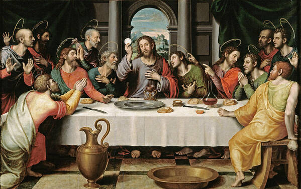 Juan De Juanes Poster featuring the painting The Last Supper #3 by Juan de Juanes
