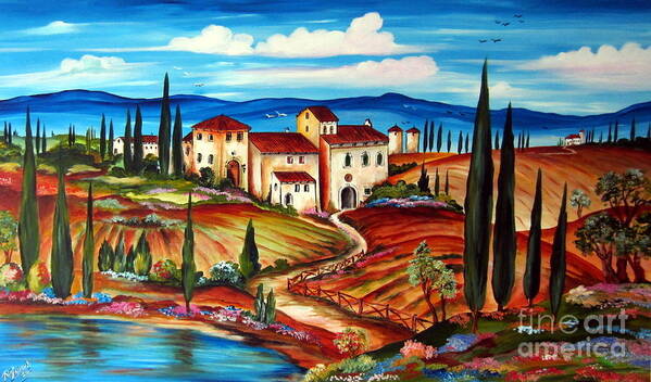 Tuscany Poster featuring the painting Tranquillita' Toscana #1 by Roberto Gagliardi