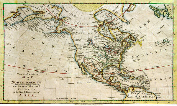 Original Map From 1779 Poster featuring the photograph 1789 Map of North America by Maria Hunt