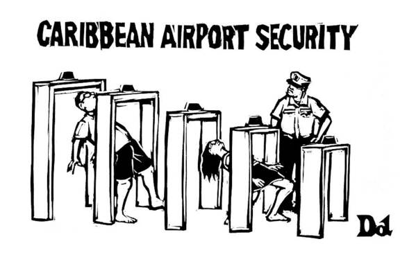 Caribbean Airport Security Poster featuring the drawing Caribbean Airport Security by Drew Dernavich