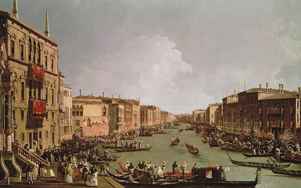 A Regatta On The Grand Canal Poster featuring the painting A Regatta on the Grand Canal by Antonio Canaletto