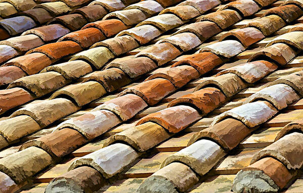 Abstract Poster featuring the photograph Aged Terracotta Roof Tiles by David Letts